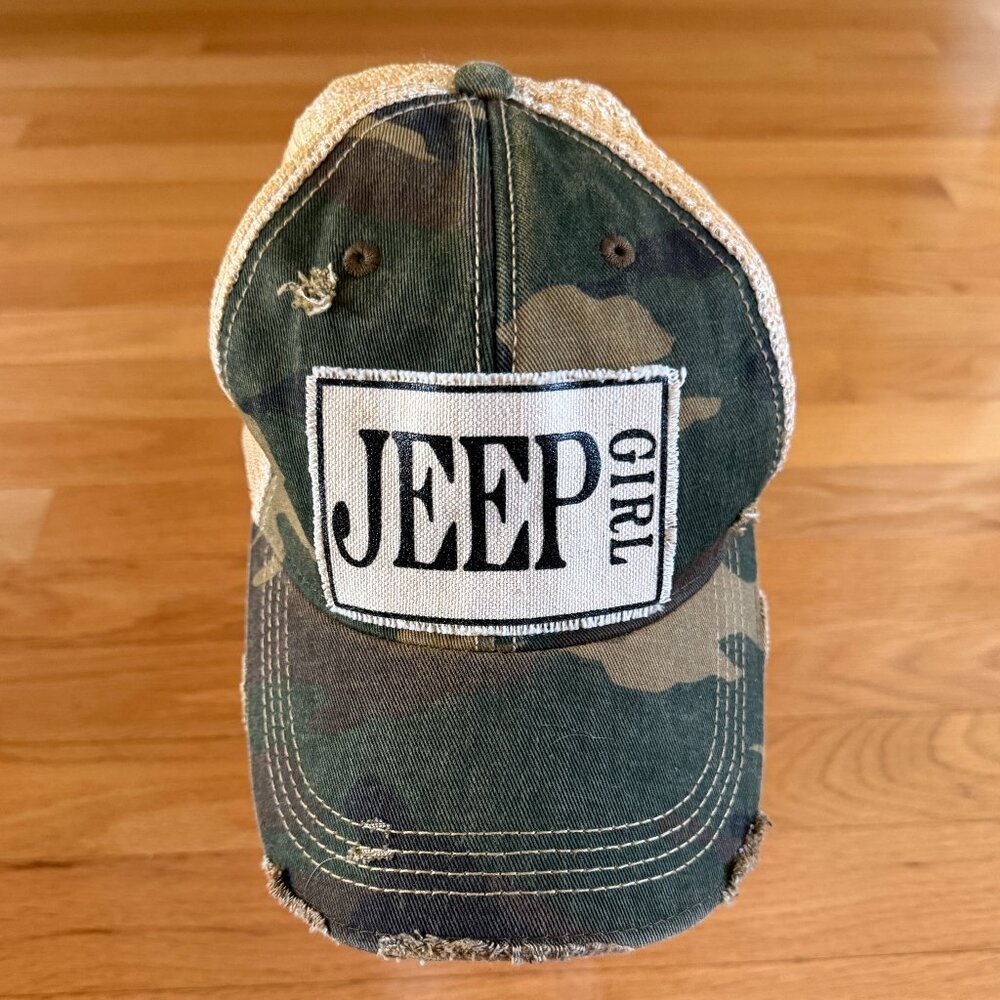 Jeep Girl Distressed Camo Hat